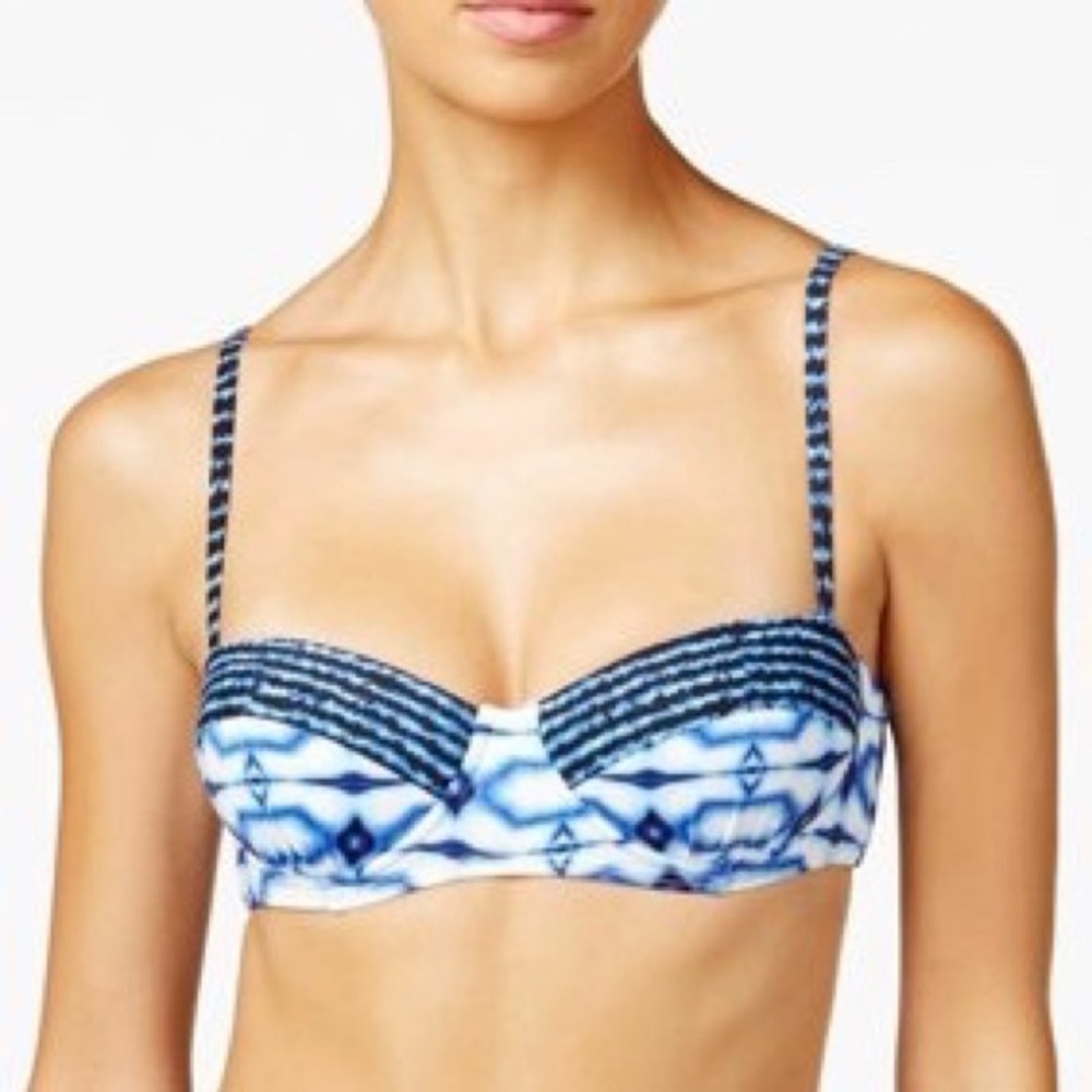 Michael Kors Blue & White Bikini Top